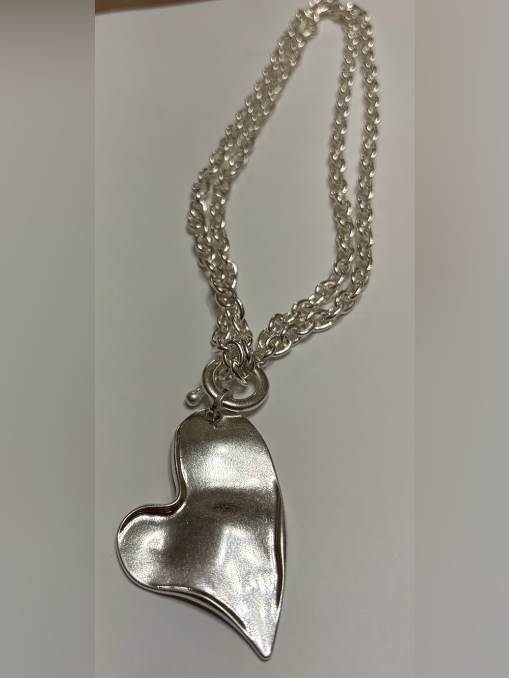 Silver-Tone Heart Pendant Necklace